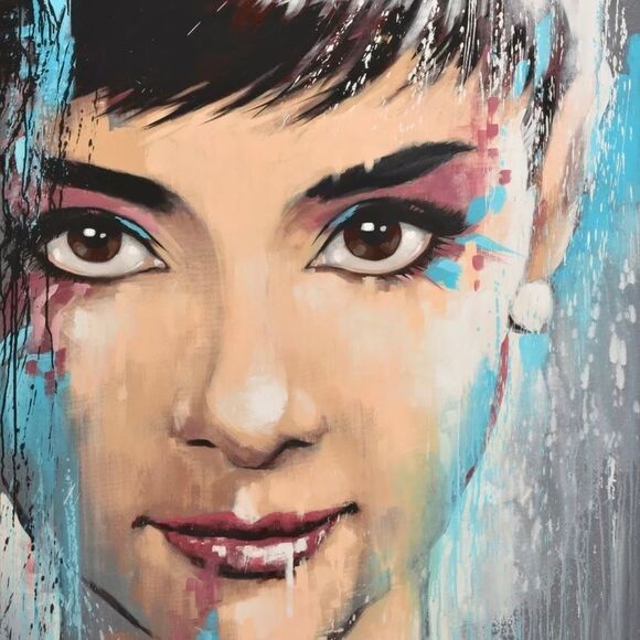 Audrey Hepburn Portrait Watercolor Picture PRINT Breakfast At Tiffany’s - Picture 2 of 3